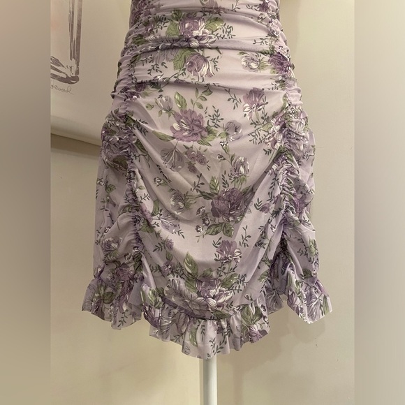 Sheer Sleep Lingerie Dress in Purple Floral Print - Picture 4 of 13